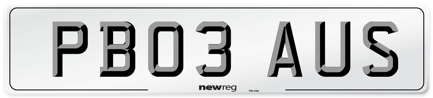 PB03 AUS Number Plate from New Reg